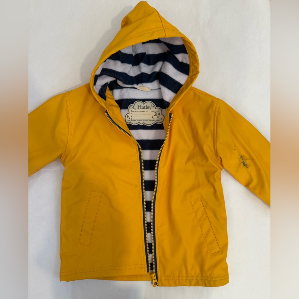 Hatley Yellow Kids Jacket with Striped Lining